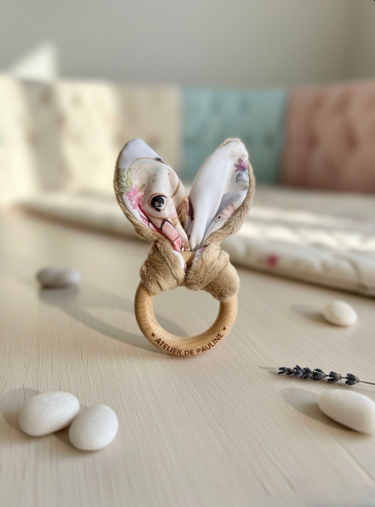 Rabbit Teething Ring - Wood