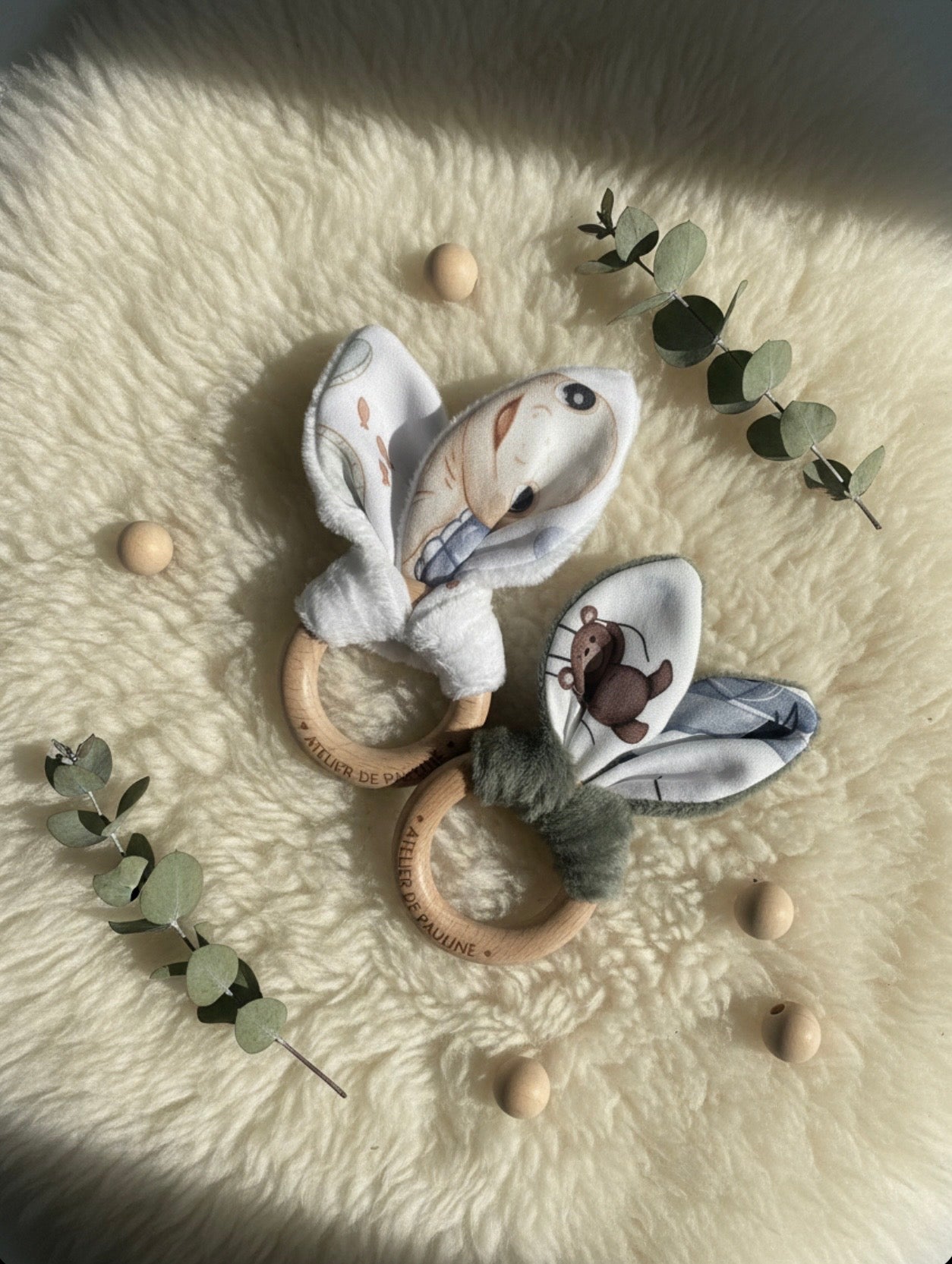 Rabbit Teething Ring - Wood